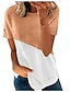 abordables Tops &amp; Blouses-camiseta de mujer camiseta patchwork básica cuello redondo verano manga corta púrpura blanco negro azul