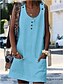 cheap Boho Dresses-Women&#039;s Short Mini Dress Shift Dress Blue White Fuchsia Orange Yellow Light Blue Sleeveless Pocket Button Solid Color Round Neck Spring Summer Hot Casual 2022 S M L XL XXL 3XL 4XL 5XL