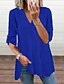 baratos Super Sale-Mulheres Blusa Camisa Social Em V Básico Diário Moderno Doce Tecido Balão Decote V Verão Normal Preto Azul Vermelho Cinzento Branco