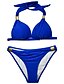 baratos Bikini-Mulheres Roupa de Banho Biquíni 2 partes Normal roupa de banho Nadador 2 Peças Sem costas Sexy Cor imaculada Decote em V-wire Férias Moda Fatos de banho