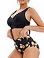 cheap Bikini-Women&#039;s Swimwear Bikini 2 Piece Plus Size Swimsuit Floral Dot Backless Ruched Printing High Waisted Black Yellow Rosy Pink Red V Wire Padded Bathing Suits Vacation Sexy New / Modern / Pure Color