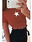 baratos T-shirts-Mulheres Gráfico Estrela Casual Diário Feriado Manga Curta Camiseta Crop Camiseta Decote Redondo Imprimir Básico Sensual Blusas Delgado Preto Azul Rosa S