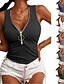 baratos Roupa de Mulher-camiseta feminina de verão com zíper e zíper feminino