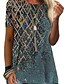 billige T-shirts-Dame T skjorte Tunika Rød Blå Grafisk Geometrisk Trykt mønster Kortermet Avslappet Daglig Helg Tunikaer Grunnleggende Bohem Rund hals Normal Bohem Tema