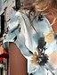 abordables Tops más vendidos-Mujer Floral Plantas Casual Diario Flor 3D Manga Corta Camiseta Escote en Pico Negocios Básico Casual Tops Blanco S / Impresión 3D