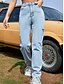 baratos Pants-Mulheres Calças Com Corte Jeans Comprimento total Calças Sem Elasticidade Trabalho Final de semana Côr Sólida Cintura Alta Azul Azul Escuro XS S M L