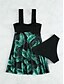 cheap Tankini-Women&#039;s Swimwear Tankini 2 Piece Normal Swimsuit Trees / Leaves Open Back Printing Green Strap Camisole Bathing Suits Vacation Fashion New / Modern / Padded Bras
