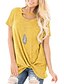 baratos T-shirts-Mulheres Camiseta Tecido Casa Diário Manga Curta Camiseta Decote Redondo Básico Preto Azul Amarelo S