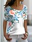cheap Best Selling Women&#039;s Tops-Women&#039;s Floral Casual Weekend Floral Painting Short Sleeve T shirt Tee V Neck Print Basic Essential Tops Blue Purple Red S / 3D Print