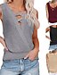 preiswerte Damenmode-Frühling Sommer neue grenzüberschreitende Damenbekleidung Waffel tiefer V-Ausschnitt backless sexy Weste T-Shirt Top Strickpullover