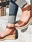 billige Sandals-kvinners sandaler kilesandaler plattformsandaler corkys sandaler daglig ensfarget sommerplattform ankelstropp hæl peep toe uformell kunstskinn spenne ankelstropp mørk brun svart hvit