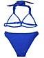 baratos Bikini-Mulheres Roupa de Banho Biquíni 2 partes Normal roupa de banho Nadador 2 Peças Sem costas Sexy Cor imaculada Decote em V-wire Férias Moda Fatos de banho