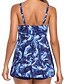 cheap Tankini-Women&#039;s Swimwear Tankini 2 Piece Plus Size Swimsuit Floral Leaf Backless Water Sports Printing High Waisted string Green White Black Blue Yellow Scoop Neck Padded Bathing Suits Vacation Fashion New