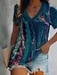 cheap T-Shirts-Women&#039;s Striped Galaxy Graphic Patterned Casual Sports Holiday Geometric Painting Short Sleeve T shirt Tee V Neck Patchwork Print Sexy Beach Tops Royal Blue S / 3D Print
