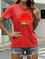 abordables T-shirts-Mujer Graphic Fruta Casual Noche Manga Corta Camiseta Escote Redondo Estampado Básico Tops 100% Algodón Verde Trébol Blanco Negro S