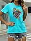 economico T-shirts-Per donna Pop art Informale Per uscire Manica corta maglietta Rotonda Stampa Essenziale Top 100% cotone Verde Bianco Nero S