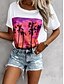 abordables T-shirts-T shirt Tee Femme Casual Fin de semaine Graphic T shirt Tee Fleur Peinture Imprimer Manches Courtes basique Col Rond Blanche Noir Violet Standard S