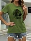 abordables T-shirts-Mujer Graphic Letra Casual Noche Manga Corta Camiseta Escote Redondo Estampado Básico Tops 100% Algodón Verde Trébol Blanco Negro S