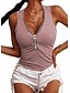 abordables Vêtements Femme-t-shirt slim d&#039;été pour femme avec fermeture à glissière filetée