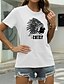 economico T-shirts-Per donna Pop art Alfabetico Informale Per uscire Manica corta maglietta Rotonda Stampa Essenziale Top 100% cotone Verde Bianco Nero S