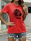 abordables T-shirts-Mujer Graphic Letra Casual Noche Manga Corta Camiseta Escote Redondo Estampado Básico Tops 100% Algodón Verde Trébol Blanco Negro S
