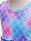 preiswerte Kleider für Mädchen-Kinder Baby Wenig Mädchen Kleid Kleine Meerjungfrau Karikatur Geometrisch Schleife Purpur Knielang Ärmellos nette Art Süß Kleider Kindertag Schlank