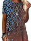 economico T-shirts-Per donna maglietta Tunica Rosso Blu Pop art Fantasia geometrica Stampa Manica corta Informale Giornaliero Fine settimana Tuniche Essenziale Boho Rotonda Standard Tema bohémien