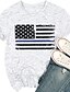preiswerte Meistverkaufte Oberteile-Damen Alltag Wochenende Tag der Unabhängigkeit T Shirt Farbe Kurzarm USA Nationalflagge Rundhalsausschnitt Bedruckt Basic Oberteile Grau Rosa S