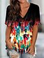 cheap T-Shirts-Women&#039;s Casual Weekend T shirt Tee Abstract Painting Short Sleeve Tie Dye V Neck Print Basic Tops Blue Orange Red S / 3D Print