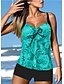 cheap Tankini-Women&#039;s Leaf Blue Swim Dress Padded 2 Piece Swimsuit