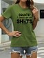 cheap T-Shirts-Women&#039;s Casual Going out T shirt Tee Short Sleeve Graphic Letter Round Neck Print Basic Tops 100% Cotton Green White Black S