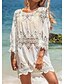 cheap Cover-Ups-Women&#039;s Swimwear Cover Up Beach Dress Plus Size Swimsuit Pure Color UV Protection for Big Busts Hole White Scoop Neck Bathing Suits Vacation Sexy New / Modern / Cute