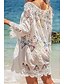 preiswerte Cover-Ups-Damen Bademode Zudecken Strandkleid Übergröße Badeanzug Einfarbig UV Schutz für große Büsten Loch Weiß Rundhalsausschnitt Badeanzüge Urlaub Sexy neu / Modern / nette Art