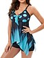 cheap Tankini-Women&#039;s Swimwear Tankini 2 Piece Plus Size Swimsuit Polka Dot Gradient Color Open Back Printing Blue Strap Camisole Bathing Suits Vacation Fashion New / Modern / Padded Bras
