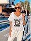 preiswerte T-shirts-Damen T Shirt Leopard Text Baseball Casual Wochenende Farbe Kurzarm T Shirt V Ausschnitt Bedruckt Basic Grün Weiß Schwarz S