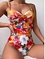 preiswerte Einteiler-Damen Badeanzug Ein Stück Monokini Normal Bademode Bauchkontrolle Blumen Blumenmuster Gurt Urlaub Sexy Badeanzüge