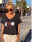 abordables T-shirts-Mujer Camiseta Corazón Texto Beisbol Casual Fin de semana Pintura Manga Corta Camiseta Escote en Pico Estampado Básico Verde Trébol Blanco Negro S