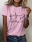 abordables Camiseta-Mujer Camiseta Algodón 100% Algodón Corazón Letra Estampado Casual Fin de semana Básico Manga Corta Escote Redondo Blanco