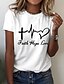 abordables Tee-shirt-Femme T shirt Tee 100% Coton Cœur Lettre Imprimer Casual Fin de semaine basique Manche Courte Col Rond Blanche