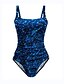 billige One-pieces-badetøy for kvinner i ett stykke monokini badedrakter normal badedrakt magekontroll trykk blå polstret stropp badedrakter sport ferie strand wear