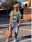 economico T-shirts-Per donna maglietta Leopardo Testo Baseball Informale Fine settimana Pittura Manica corta maglietta A V Stampa Essenziale Verde Bianco Nero S