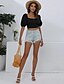 cheap Tops &amp; Blouses-Women&#039;s Crop Top Blouse Shirt Khaki Black Lace up Backless Plain Holiday Weekend Short Sleeve Square Neck Streetwear Casual Cotton Crop S