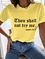preiswerte T-shirts-Damen T Shirt Lustiges T-Shirt Schwarz Weiß Gelb Bedruckt Text Casual Wochenende Kurzarm Rundhalsausschnitt Basic Baumwolle Standard Komisch Farbe S