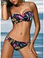 cheap Bikini-Women&#039;s Sexy Black Leaf Print Bikini for Sports Vacation