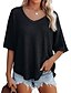 cheap Women&#039;s Blouses-summer  v-neck doll sleeve waffle knit loose solid color short sleeve t-shirt top women‘s