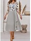 cheap Casual Dresses-Women&#039;s Party Dress A Line Dress Midi Dress Gray Half Sleeve Floral Mesh Spring Fall Autumn Crew Neck Elegant 2023 S M L XL XXL