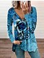 abordables Vestimenta de Mujeres-Mujer Blusa Cremallera Estampado Clásico Multicolor Cuello en Y Primavera &amp; Otoño Regular Café Marrón Morado Rosa Azul Real Azul Oscuro
