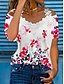 abordables T-shirts-T shirt Tee Femme du quotidien Fleur T shirt Tee Fleur Manches Courtes basique Epaules Dénudées Fuchsia Standard S / 3D effet