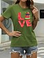 baratos T-shirts-Mulheres Camiseta Gráfico Amor Fruta Casual Para Noite Manga Curta Camiseta Decote Redondo Imprimir Básico 100% Algodão Verde Branco Preto S
