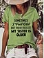 abordables Tee-shirt-Femme T shirt Tee Rose Claire Bleu Vert Imprimer Texte Casual Fin de semaine Manche Courte Col Rond basique Standard